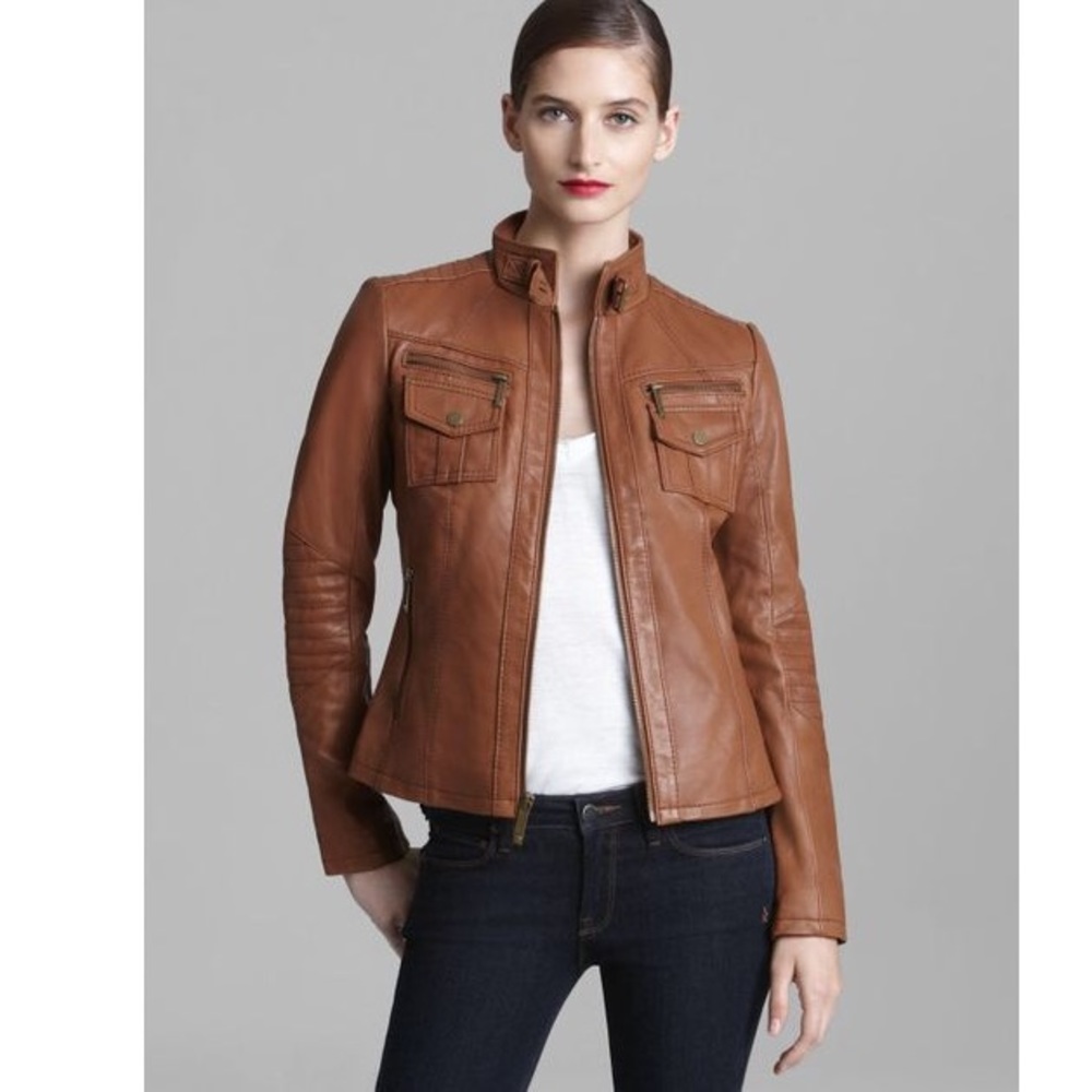 Brown Michael Kors leather jacket